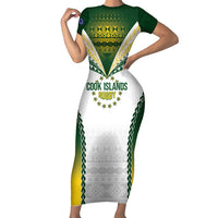 Cook Islands Rugby Custom Short Sleeve Bodycon Dress Kuki's Aitu Champions - Polynesian Pride
