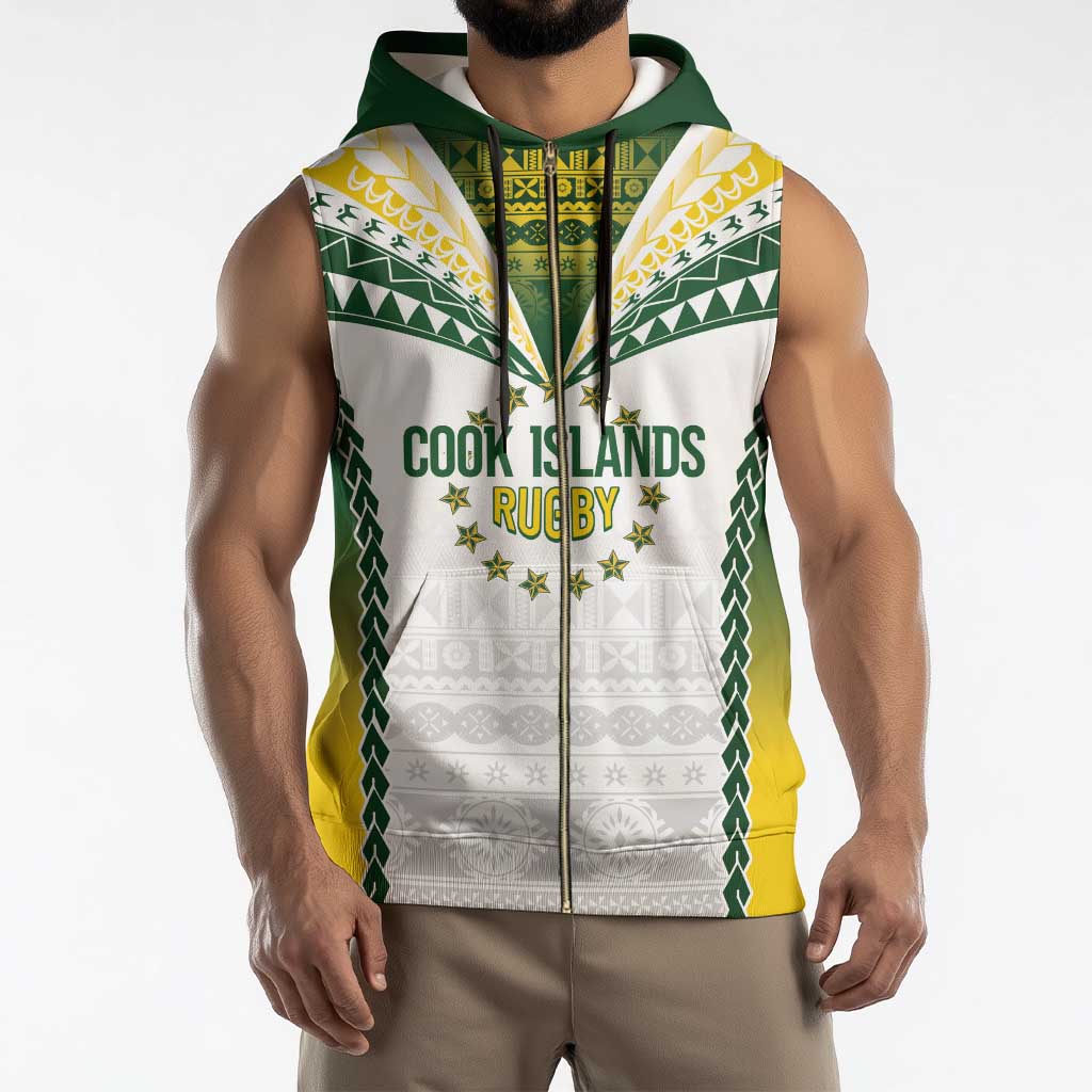 Cook Islands Rugby Custom Sleeveless Zip Hoodie Kuki's Aitu Champions - Polynesian Pride