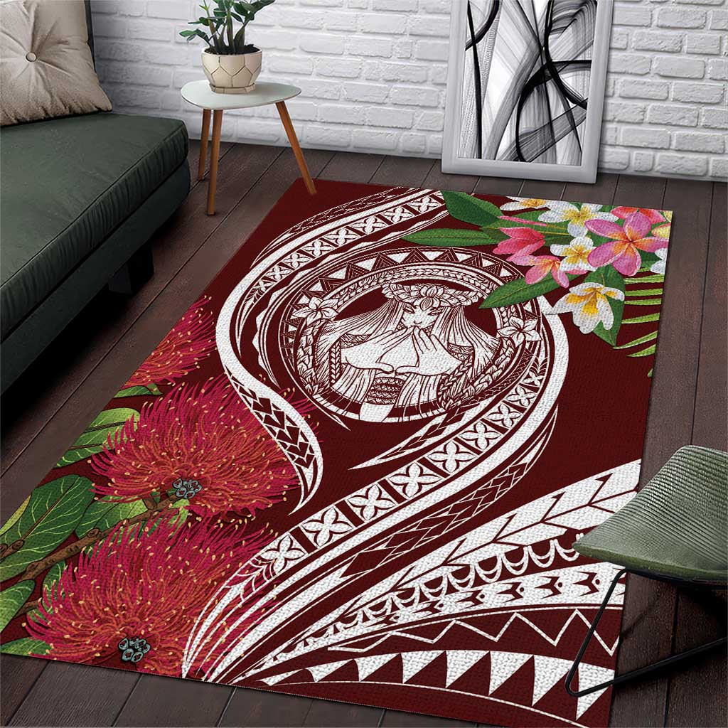 Aloha Hawaii Big Island Area Rug Ohia Lehua Wahine