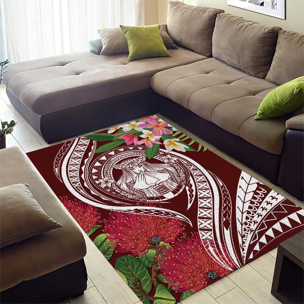 Aloha Hawaii Big Island Area Rug Ohia Lehua Wahine
