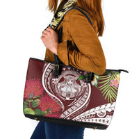 Aloha Hawaii Big Island Leather Tote Bag Ohia Lehua Wahine