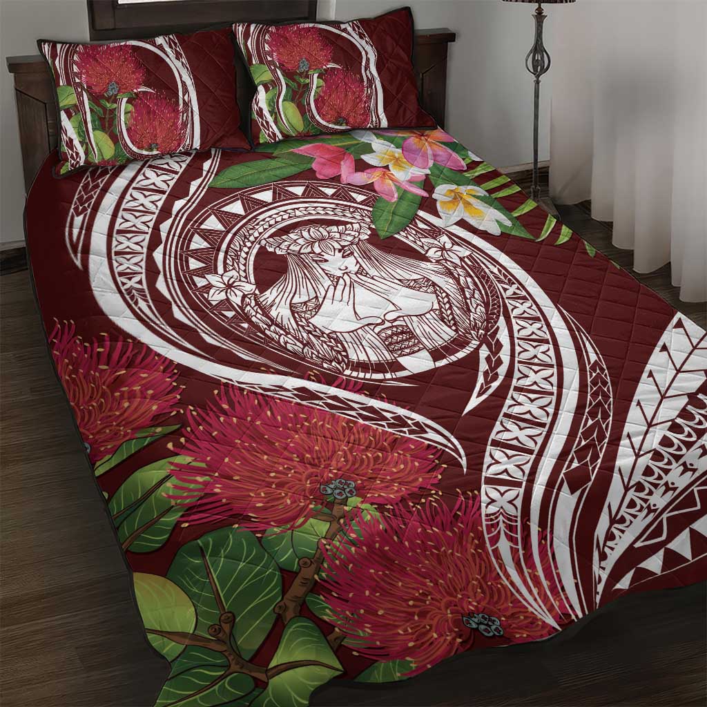 Aloha Hawaii Big Island Quilt Bed Set Ohia Lehua Wahine