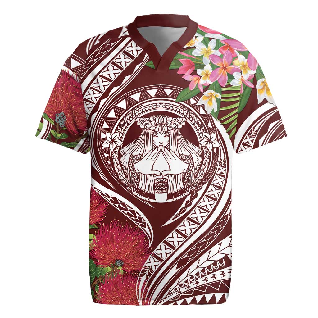 Aloha Hawaii Big Island Rugby Jersey Ohia Lehua Wahine LT7 Red - Polynesian Pride