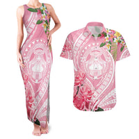 Aloha Hawaii Maui Couples Matching Tank Maxi Dress and Hawaiian Shirt Goddess Lokelani Rose