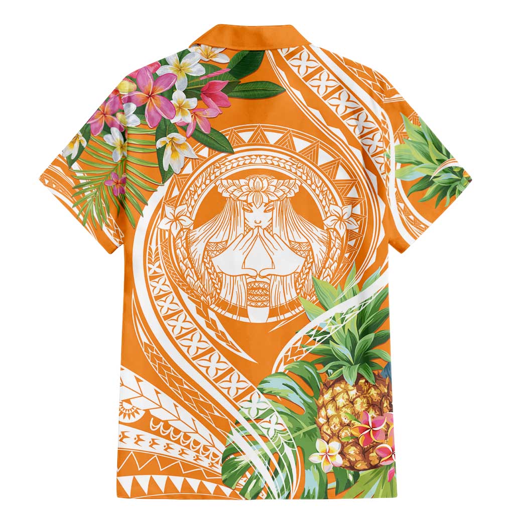 Aloha Hawaii Lanai Family Matching Mermaid Dress and Hawaiian Shirt Frangipani Mix Pineapple