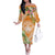 Aloha Hawaii Lanai Family Matching Off The Shoulder Long Sleeve Dress and Hawaiian Shirt Frangipani Mix Pineapple