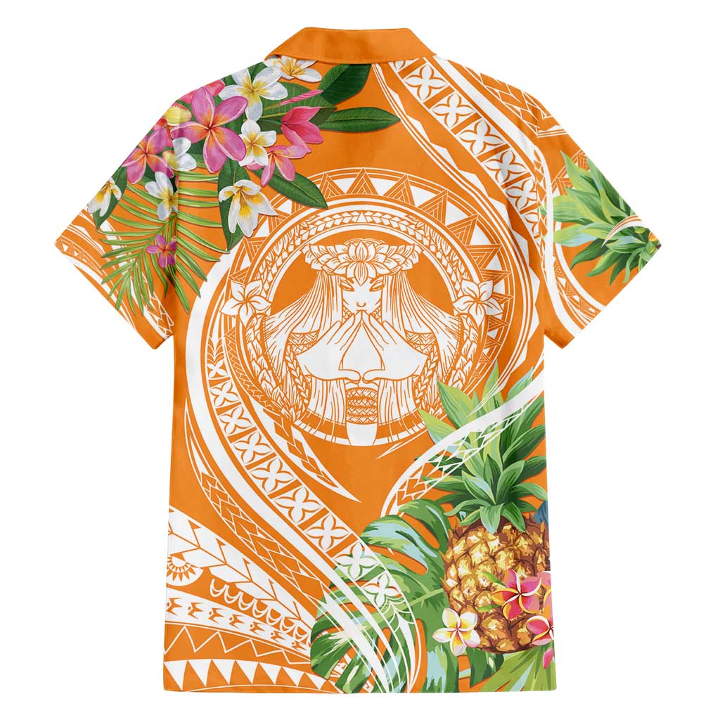 Aloha Hawaii Lanai Family Matching Puletasi and Hawaiian Shirt Frangipani Mix Pineapple