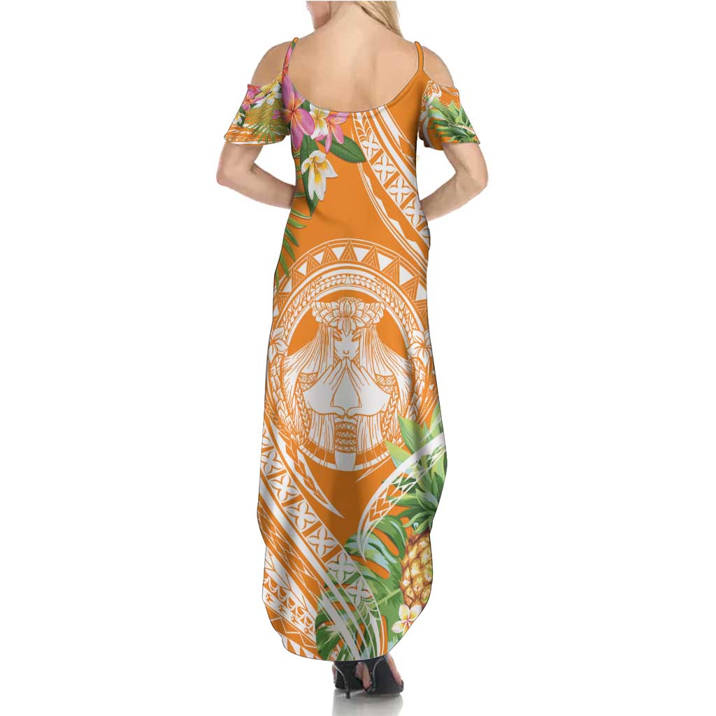 Aloha Hawaii Lanai Family Matching Summer Maxi Dress and Hawaiian Shirt Frangipani Mix Pineapple