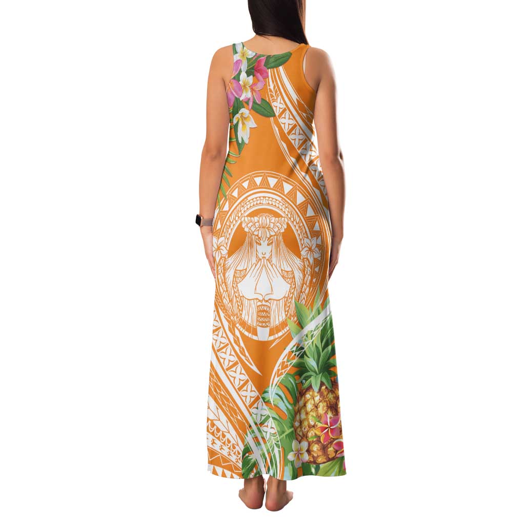 Aloha Hawaii Lanai Family Matching Tank Maxi Dress and Hawaiian Shirt Frangipani Mix Pineapple