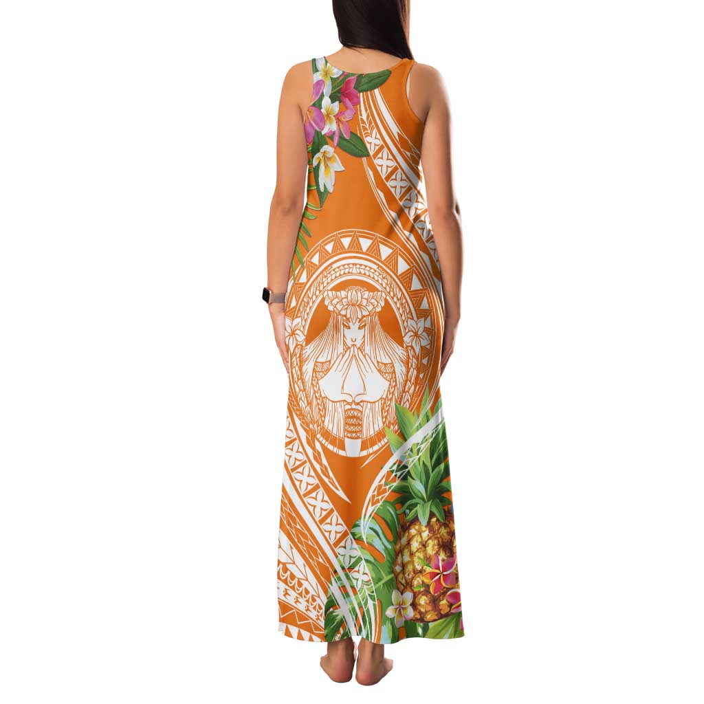 Aloha Hawaii Lanai Tank Maxi Dress Frangipani Mix Pineapple