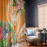Aloha Hawaii Lanai Window Curtain Frangipani Mix Pineapple