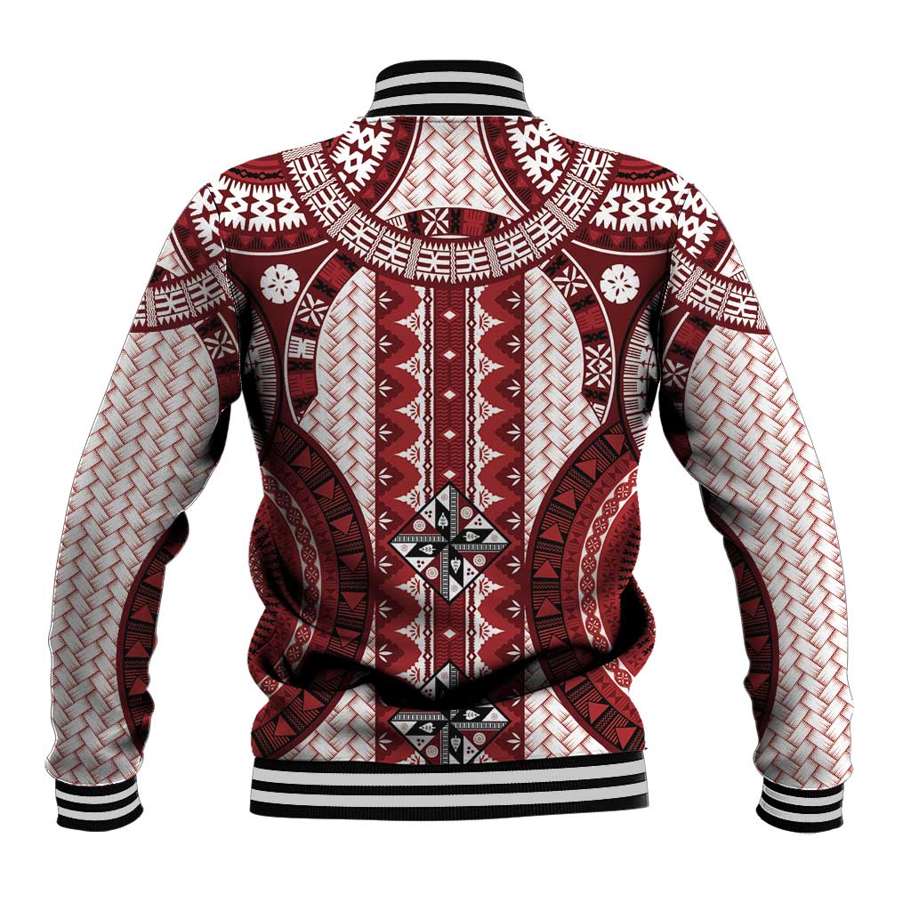 Bula Fiji Vintage Baseball Jacket Scarlet Masi Motifs