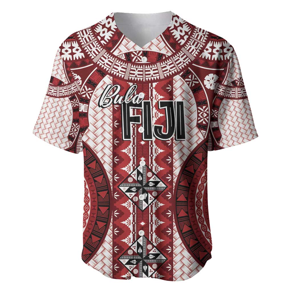 Bula Fiji Vintage Baseball Jersey Scarlet Masi Motifs