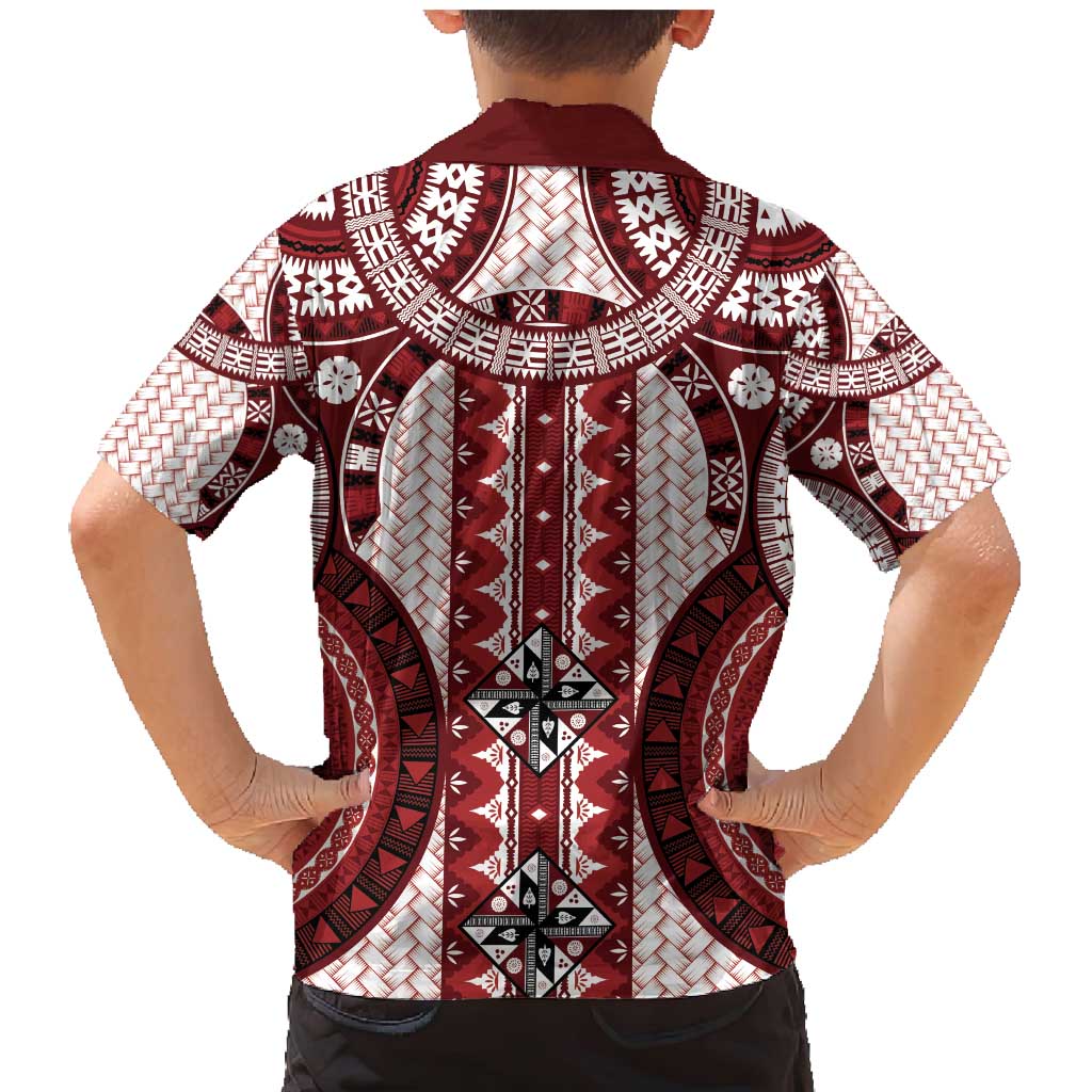 Bula Fiji Vintage Family Matching Mermaid Dress and Hawaiian Shirt Scarlet Masi Motifs