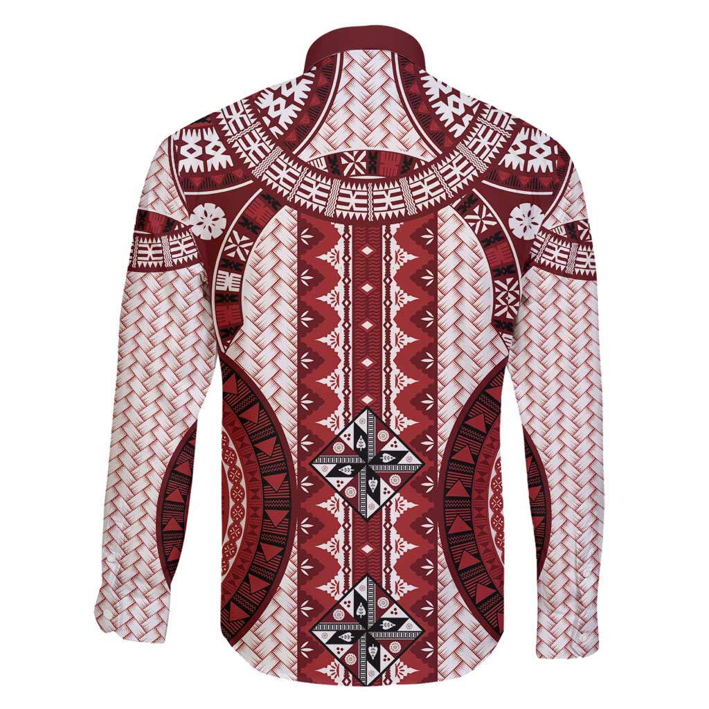 Bula Fiji Vintage Family Matching Off Shoulder Short Dress and Hawaiian Shirt Scarlet Masi Motifs