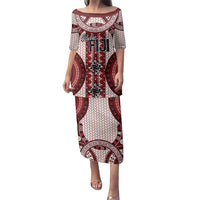 Bula Fiji Vintage Family Matching Puletasi and Hawaiian Shirt Scarlet Masi Motifs