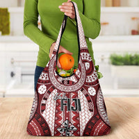 Bula Fiji Vintage Grocery Bag Scarlet Masi Motifs