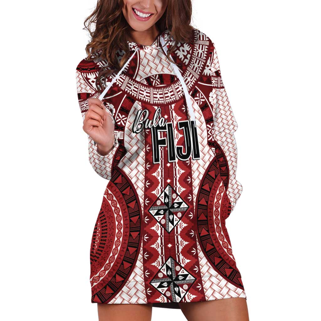 Bula Fiji Vintage Hoodie Dress Scarlet Masi Motifs
