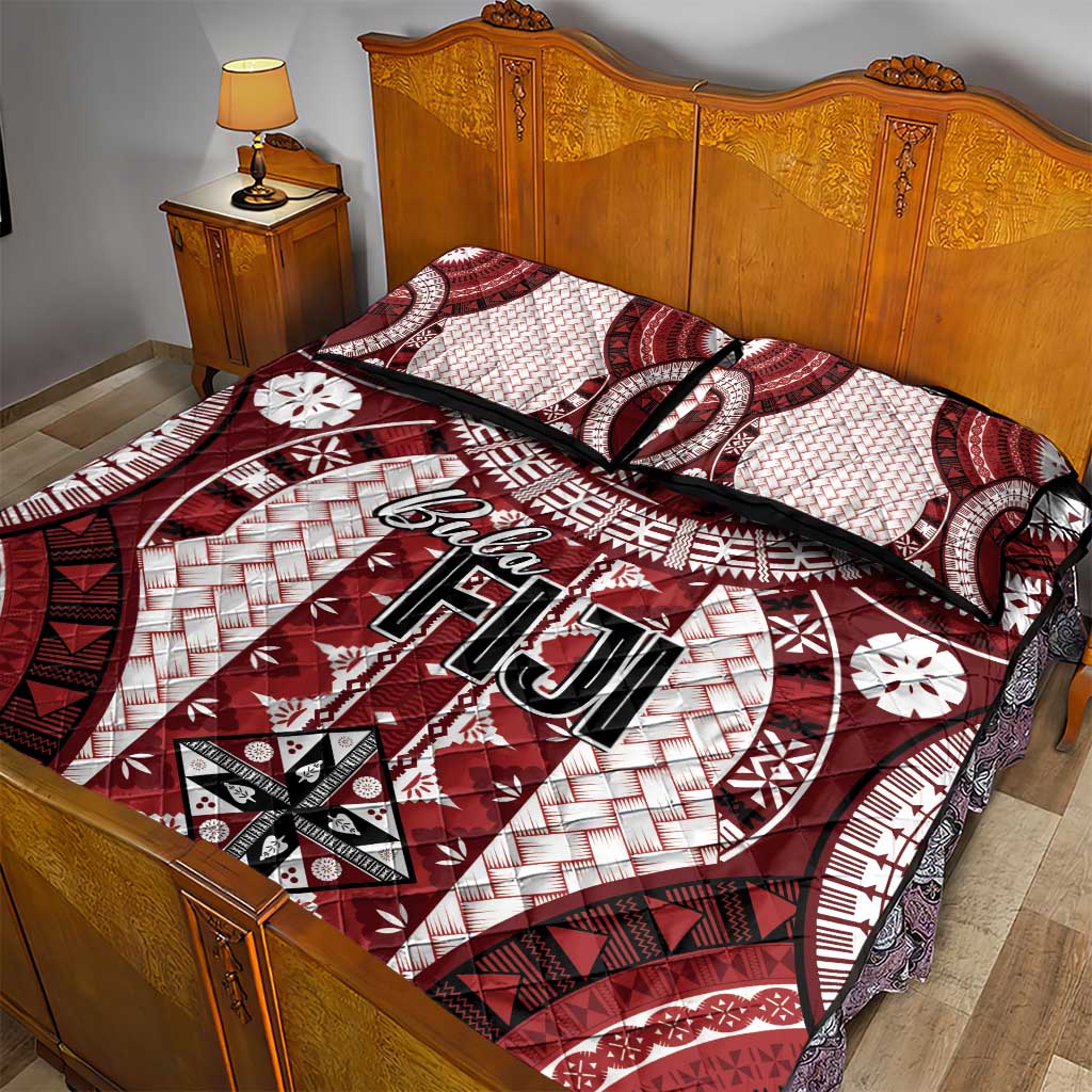 Bula Fiji Vintage Quilt Bed Set Scarlet Masi Motifs