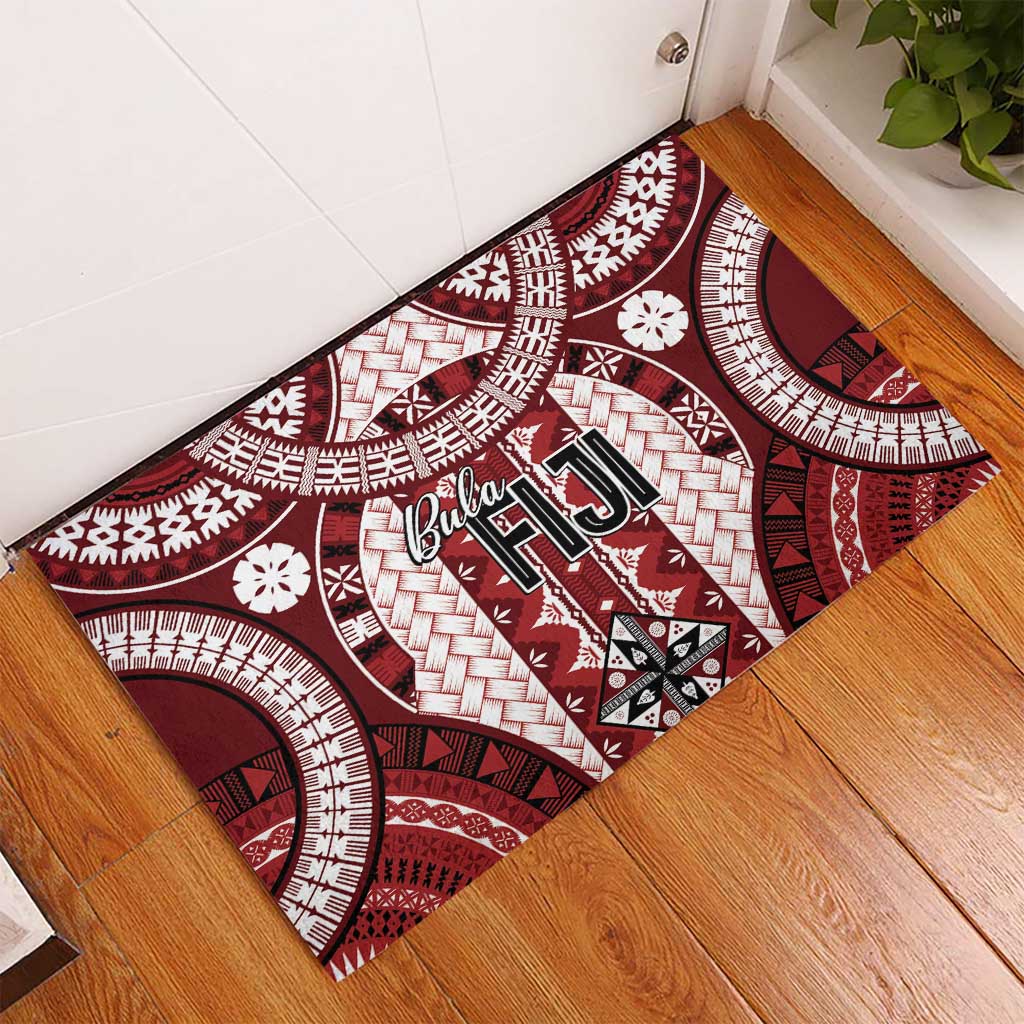 Bula Fiji Vintage Rubber Doormat Scarlet Masi Motifs