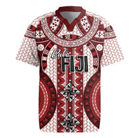 Bula Fiji Vintage Rugby Jersey Scarlet Masi Motifs LT7 Scarlet - Polynesian Pride