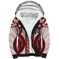 Bula Fiji Vintage Sherpa Hoodie Scarlet Masi Motifs LT7 Unisex Scarlet - Polynesian Pride