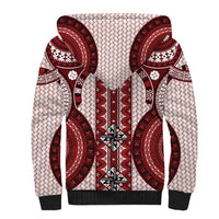 Bula Fiji Vintage Sherpa Hoodie Scarlet Masi Motifs LT7 - Polynesian Pride
