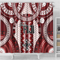 Bula Fiji Vintage Shower Curtain Scarlet Masi Motifs