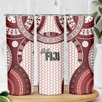Bula Fiji Vintage Skinny Tumbler Scarlet Masi Motifs LT7 - Polynesian Pride