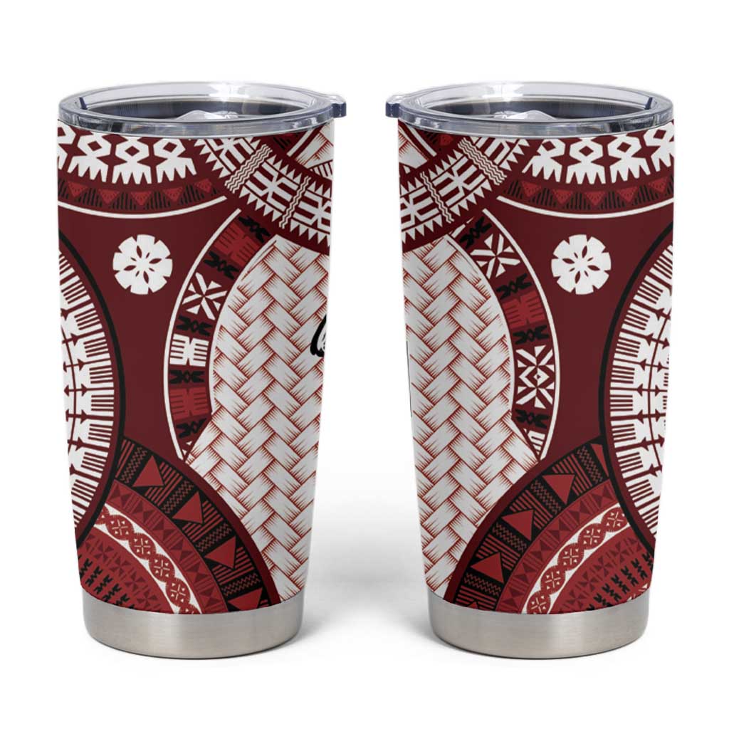Bula Fiji Vintage Tumbler Cup Scarlet Masi Motifs