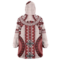 Bula Fiji Vintage Wearable Blanket Hoodie Scarlet Masi Motifs LT7 - Polynesian Pride