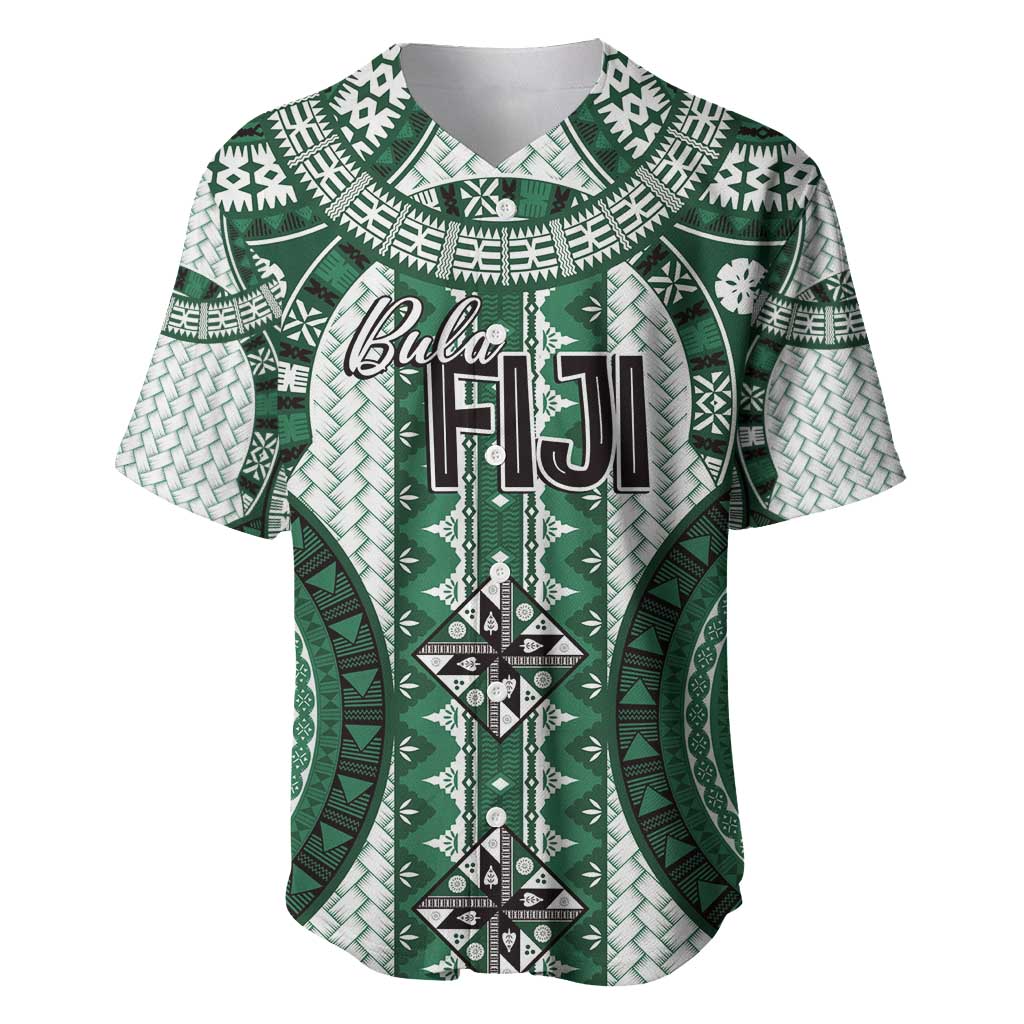 Bula Fiji Vintage Baseball Jersey Phthalo Green Masi Motifs