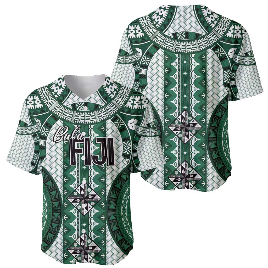 Bula Fiji Vintage Baseball Jersey Phthalo Green Masi Motifs