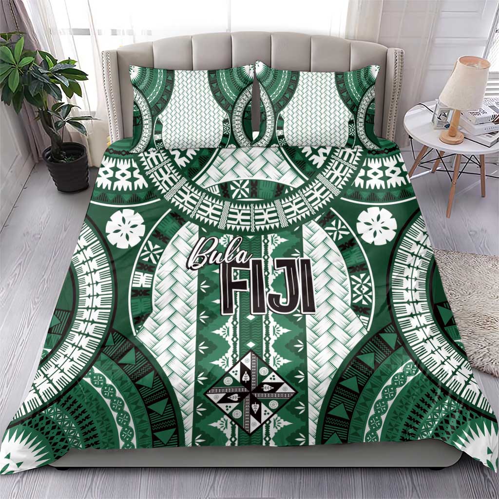Bula Fiji Vintage Bedding Set Phthalo Green Masi Motifs