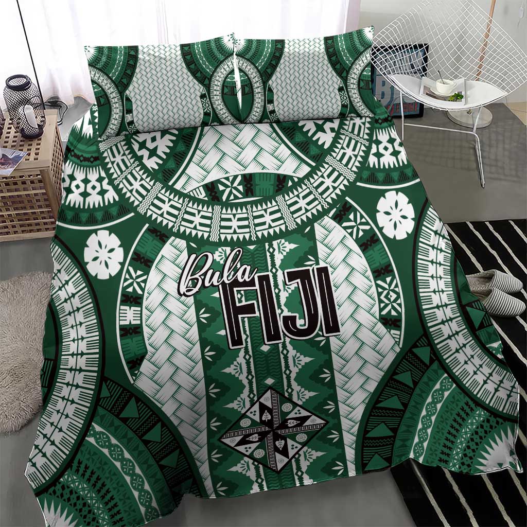 Bula Fiji Vintage Bedding Set Phthalo Green Masi Motifs
