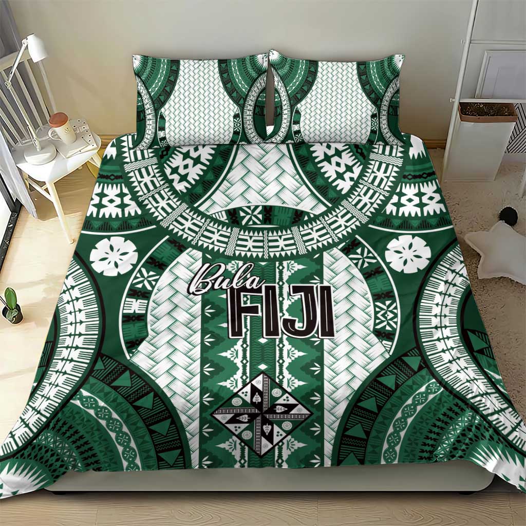 Bula Fiji Vintage Bedding Set Phthalo Green Masi Motifs