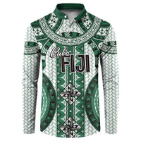 Bula Fiji Vintage Button Sweatshirt Phthalo Green Masi Motifs