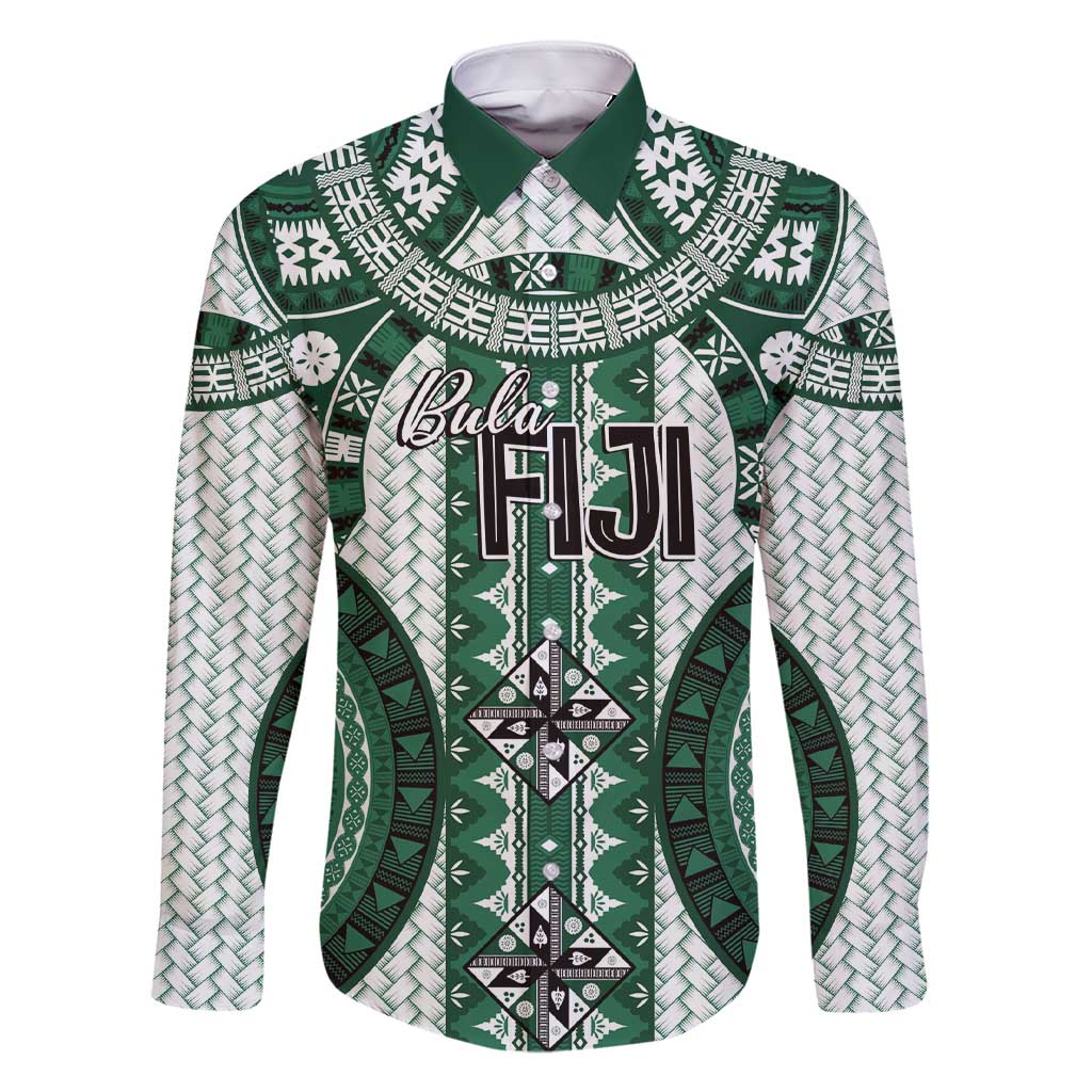 Bula Fiji Vintage Family Matching Short Sleeve Bodycon Dress and Hawaiian Shirt Phthalo Green Masi Motifs