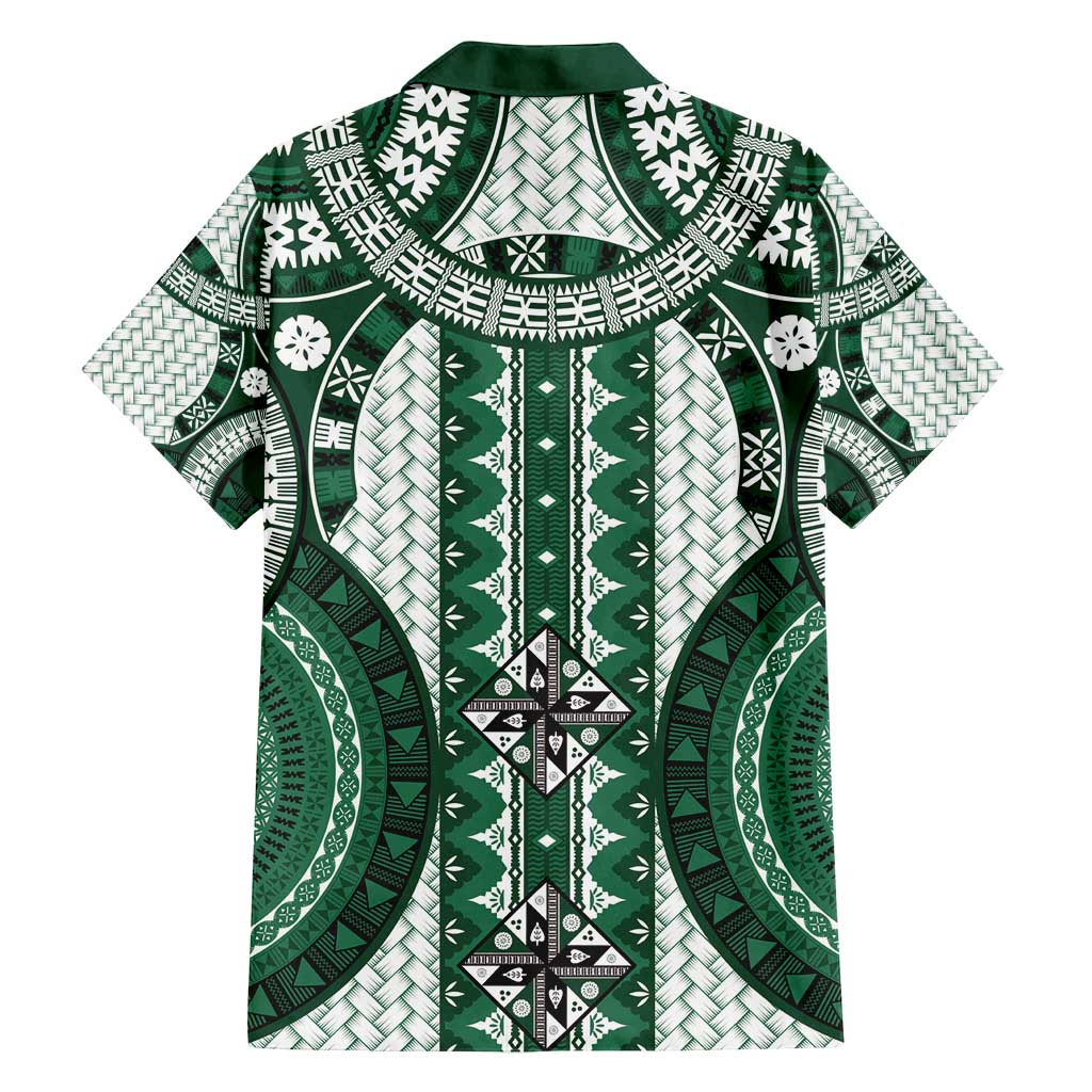 Bula Fiji Vintage Family Matching Tank Maxi Dress and Hawaiian Shirt Phthalo Green Masi Motifs