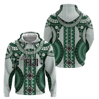 Bula Fiji Vintage Hoodie Phthalo Green Masi Motifs LT7 - Polynesian Pride