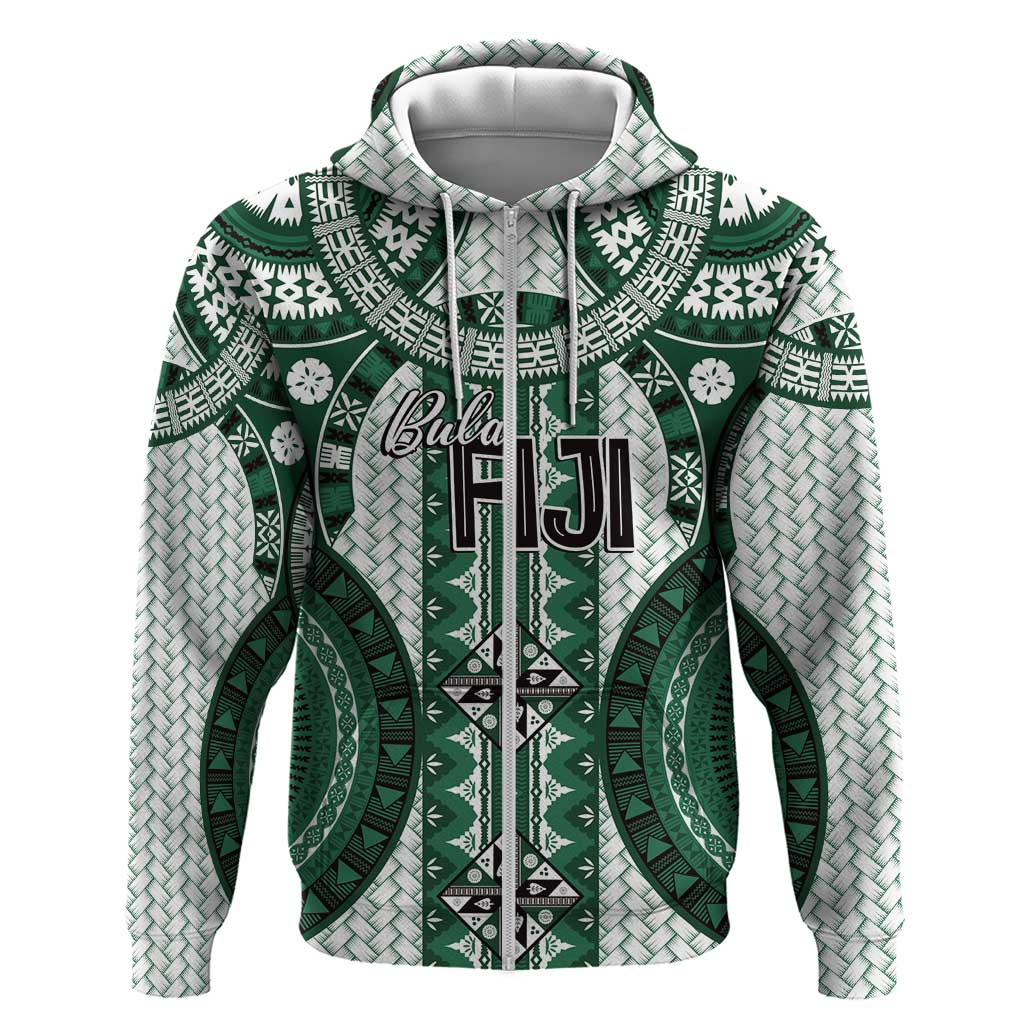 Bula Fiji Vintage Hoodie Phthalo Green Masi Motifs LT7 Zip Hoodie Phthalo Green - Polynesian Pride