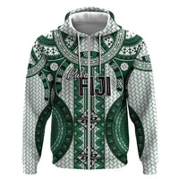 Bula Fiji Vintage Hoodie Phthalo Green Masi Motifs LT7 Zip Hoodie Phthalo Green - Polynesian Pride