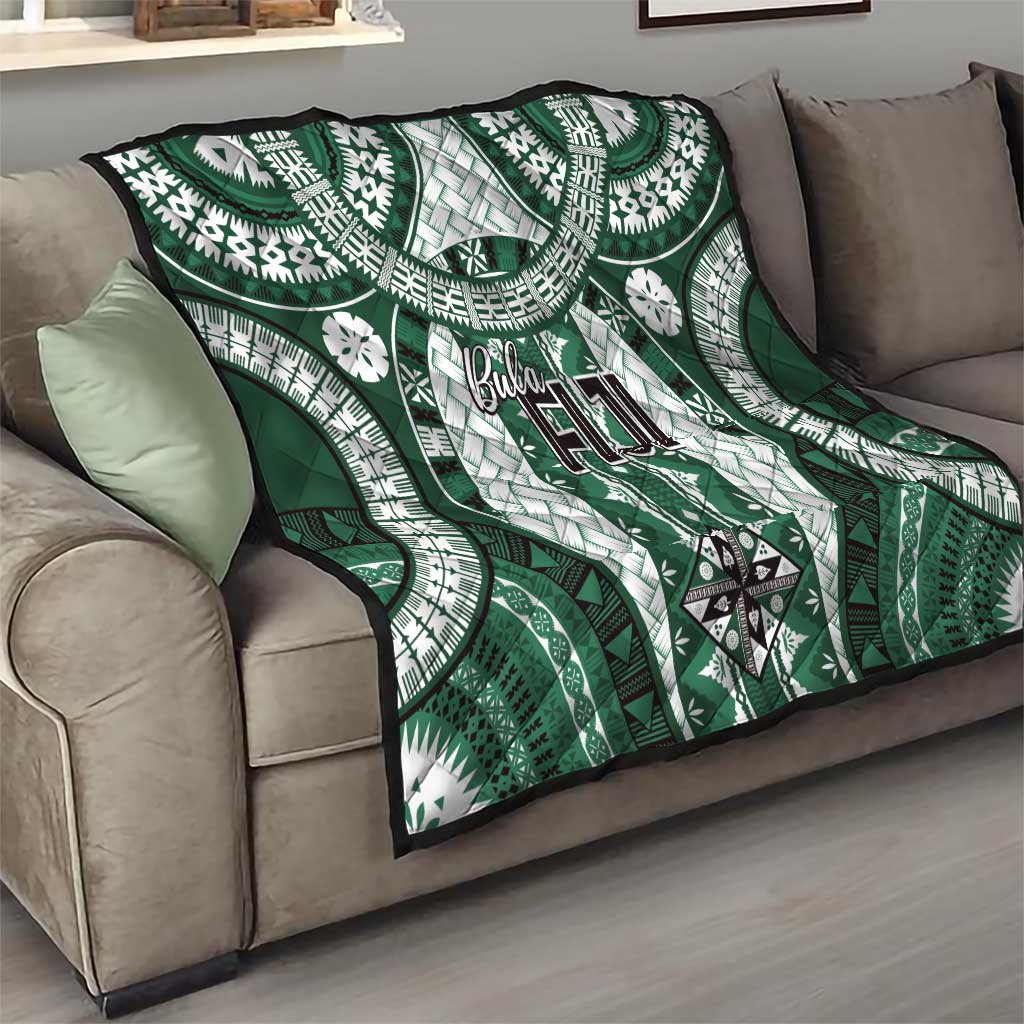 Bula Fiji Vintage Quilt Phthalo Green Masi Motifs