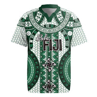 Bula Fiji Vintage Rugby Jersey Phthalo Green Masi Motifs LT7 Phthalo Green - Polynesian Pride