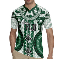 Bula Fiji Vintage Rugby Jersey Phthalo Green Masi Motifs LT7 - Polynesian Pride