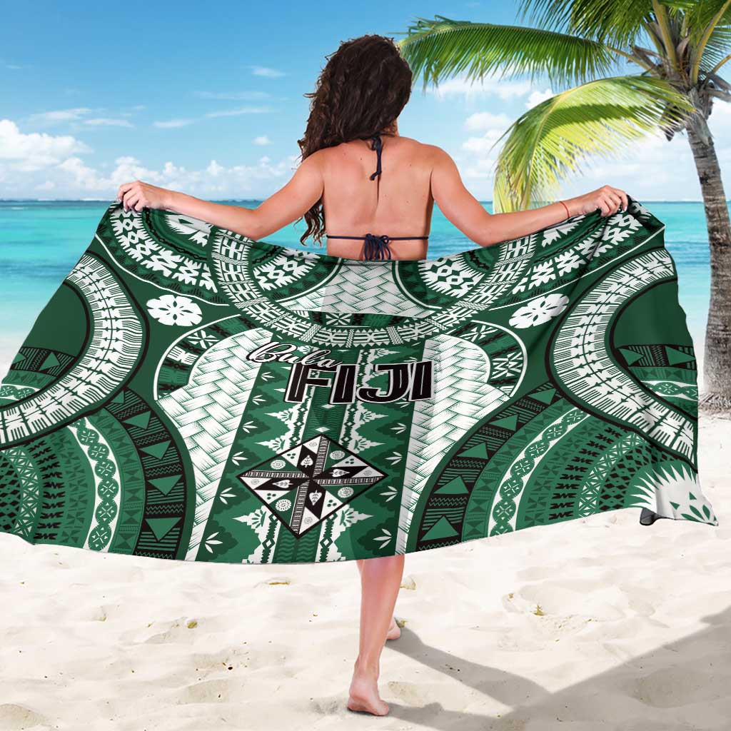 Bula Fiji Vintage Sarong Phthalo Green Masi Motifs