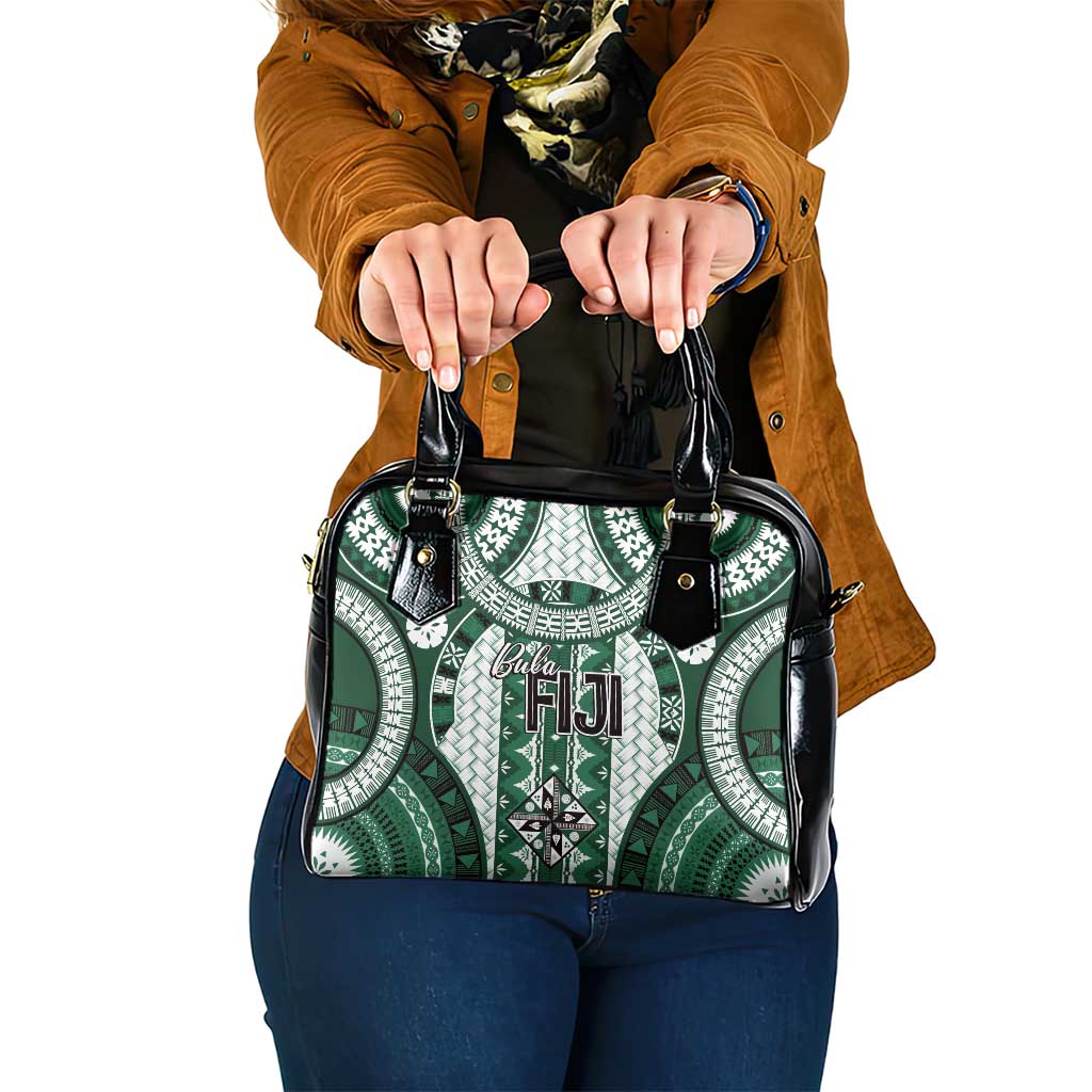 Bula Fiji Vintage Shoulder Handbag Phthalo Green Masi Motifs