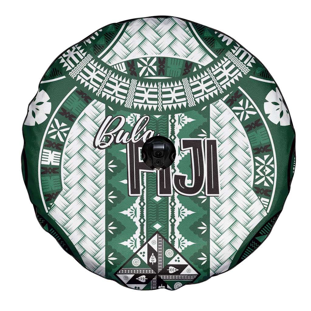 Bula Fiji Vintage Spare Tire Cover Phthalo Green Masi Motifs