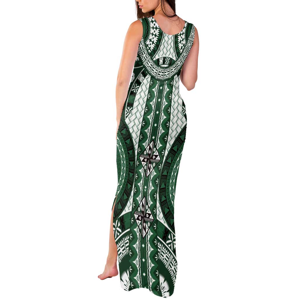 Bula Fiji Vintage Tank Maxi Dress Phthalo Green Masi Motifs