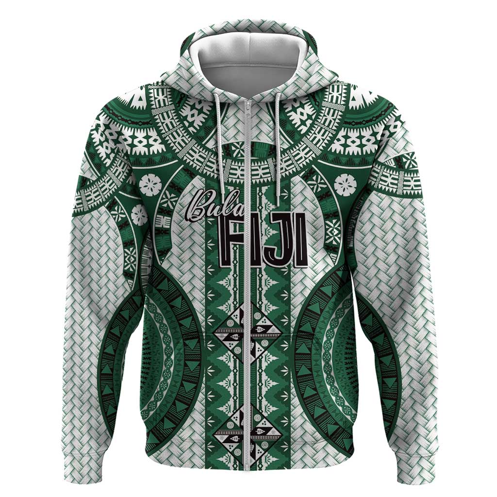 Bula Fiji Vintage Zip Hoodie Phthalo Green Masi Motifs LT7 Zip Hoodie Phthalo Green - Polynesian Pride